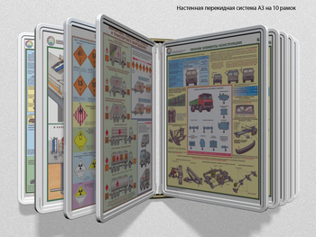 Настенная перекидная система а3 на 10 рамок (белая) - Перекидные системы для плакатов, карманы и рамки - Настенные перекидные системы - Магазин охраны труда Протекторшоп